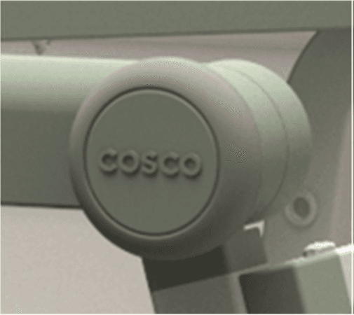 Cosco logo molded onto handle of the recalled Cosco 2-step kitchen stepper
