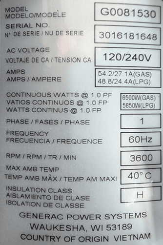 Detailed View of Product Label with Model and Serial Number