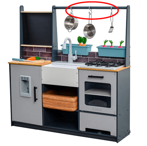 Recalled KidKraft Farm to Table Play Kitchen (the hooks are circled)