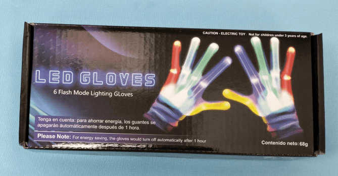 Recalled LED Gloves, Model ST01 – Packaging