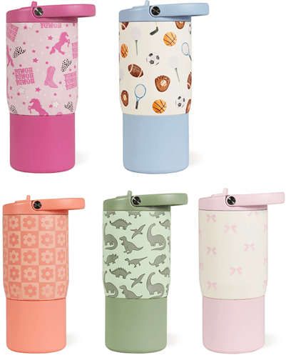 Recalled 14 oz. Sport Tumbler in Cowgirl, Sports, Daisy Checkers, Dinosaur and Bows patterns