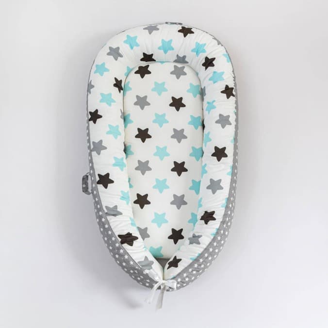 Recalled Belivium Baby Lounger - Blue and Grey Star