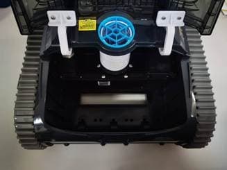 Recalled Wybot S1 (Front with top cover open—after the filter box has been taken out (to show consumers the location of the serial number label))