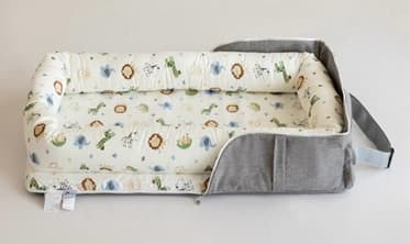 Recalled Joyful Journeys Baby Lounger in blue zoo animals