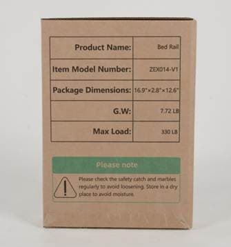 Recalled ZOLIQUEX Bed Rail Packaging