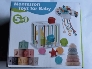 Recalled SpringFlower 5-in-1 Montessori Toys Set (front of the product packaging)