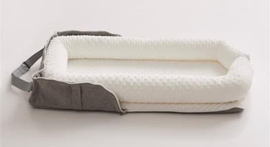 Recalled Joyful Journeys Baby Lounger in white minky