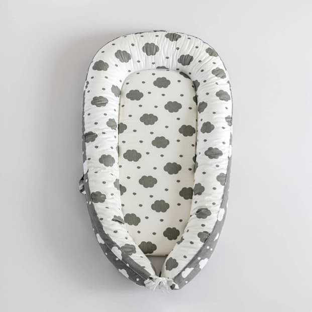 Recalled Belivium Baby Lounger - White and Grey Cloud