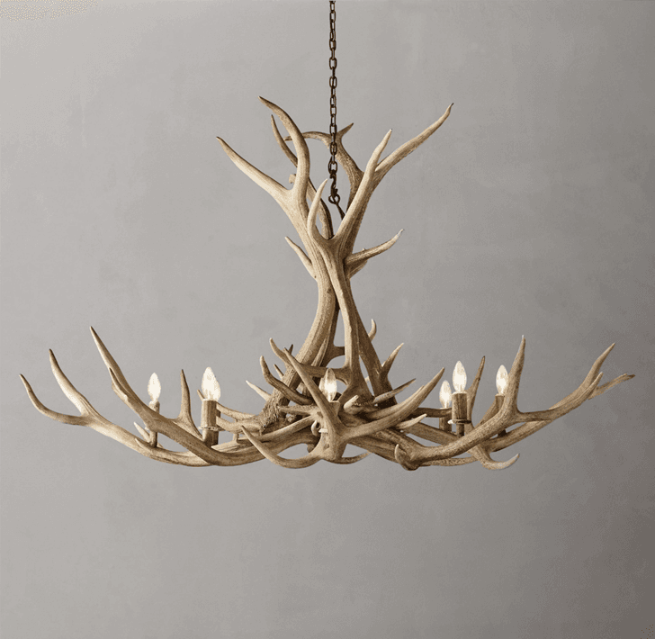 Recalled RH 60” Natural Antler Chandelier
