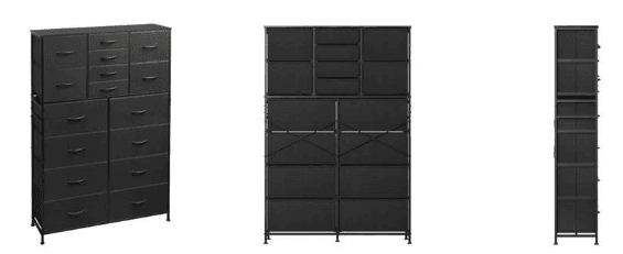 Recalled WLIVE Fabric 16-Drawer Dresser in Charcoal Black