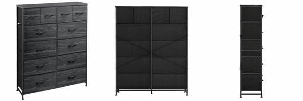 Recalled WLIVE Fabric 12-Drawer Dresser in Charcoal Black Wood Grain