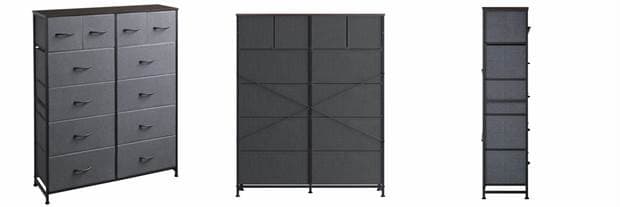 Recalled WLIVE Fabric 12-Drawer Dresser in Dark Grey