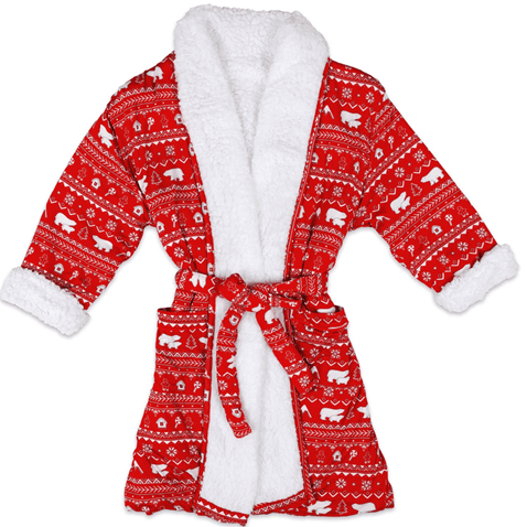 Recalled Bellabu Bear Children's Robe - Polar Isle Red