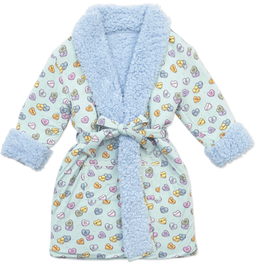 Recalled Bellabu Bear Children's Robe - Candy Hearts Blue