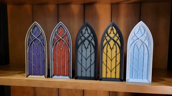 Recalled Prismatic 3D Prints Book Nooks - examples of Fantasy Window colors