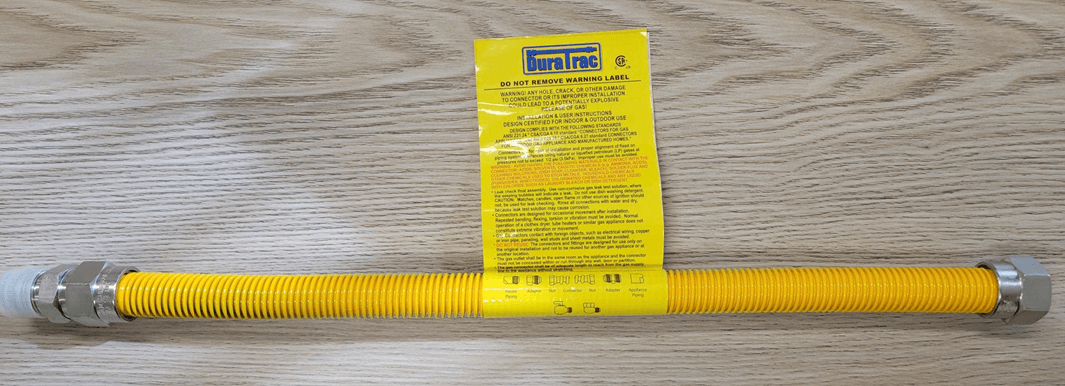 Recalled gas connector with label