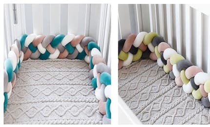 Recalled braided crib bumpers in crib