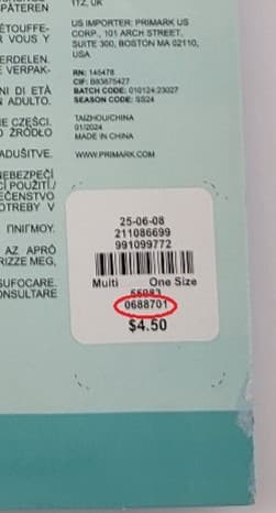 Location of the Product Code