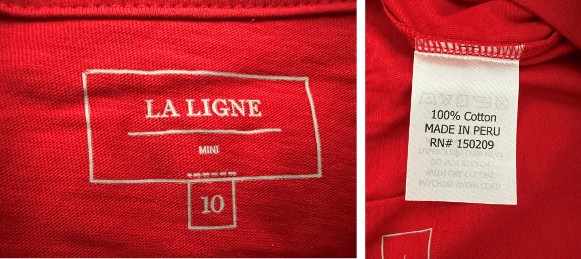 Recalled La Ligne Enfant Bonne Nuit Pajamas Neck Label and Side Seam Label