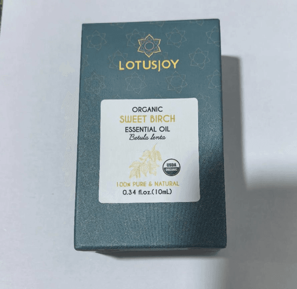 Recalled LOTUSJOY Sweet Birch Essential Oil Packaging - Front