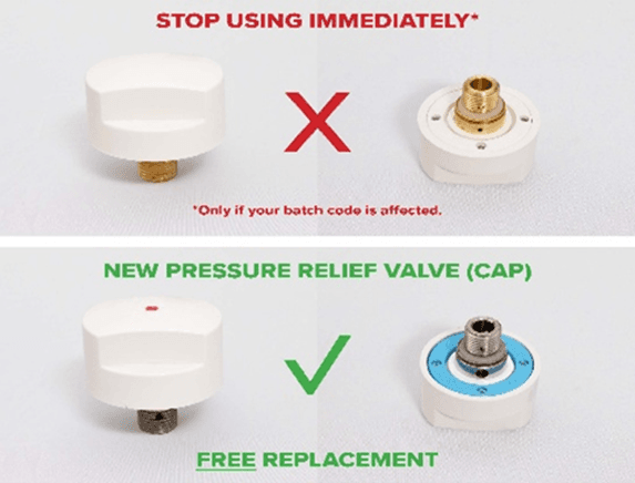 Recalled and Free Replacement Safety Boiler Cap