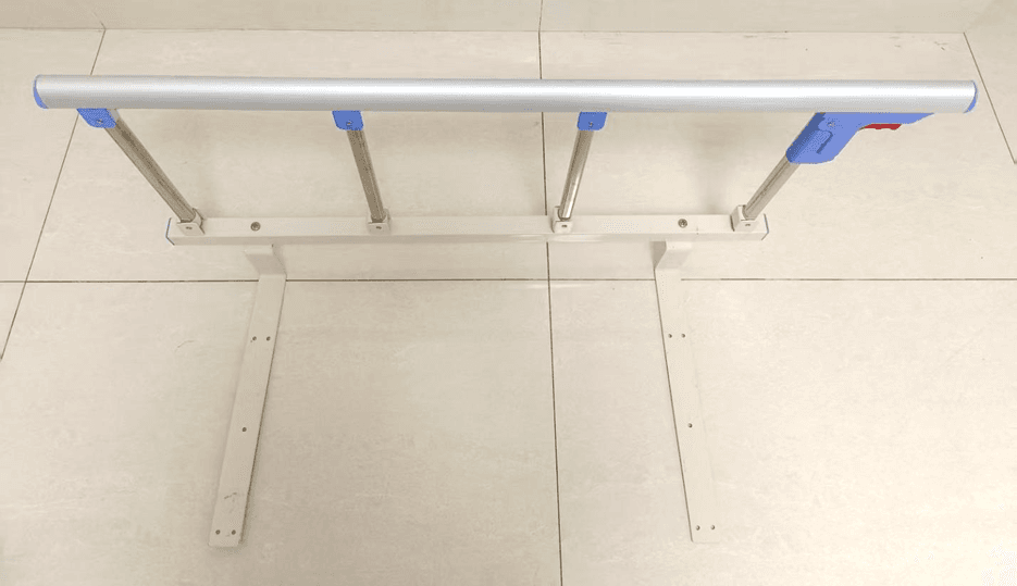 Recalled Neaude Adult Portable Bed Rail with silver top rail – top view