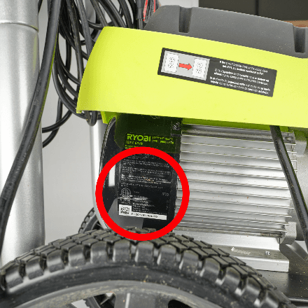 The model and serial number can be found on the data plate located on the side of the motor housing