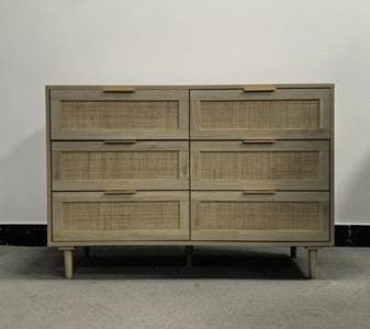 Recalled Rattan 6-Drawer Dresser - Front