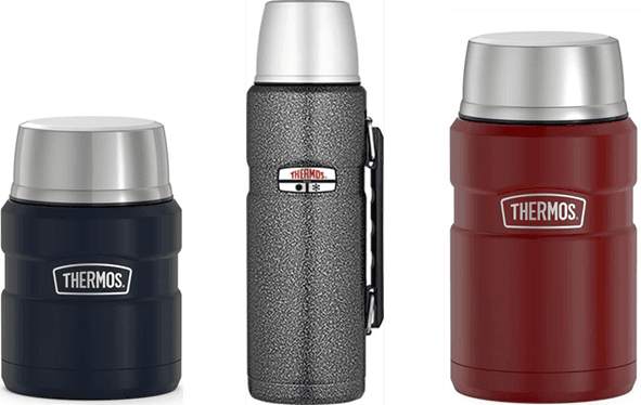 Recalled Thermos 16-oz Stainless King Food Jar (SK3000), 40-oz Sportsman Food & Beverage Bottle (SK3010), and 24-oz Stainless King Food Jar (SK3020)