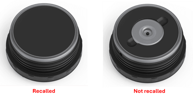 The stopper of the recalled Food Jars and Bottles has no pressure relief in the center