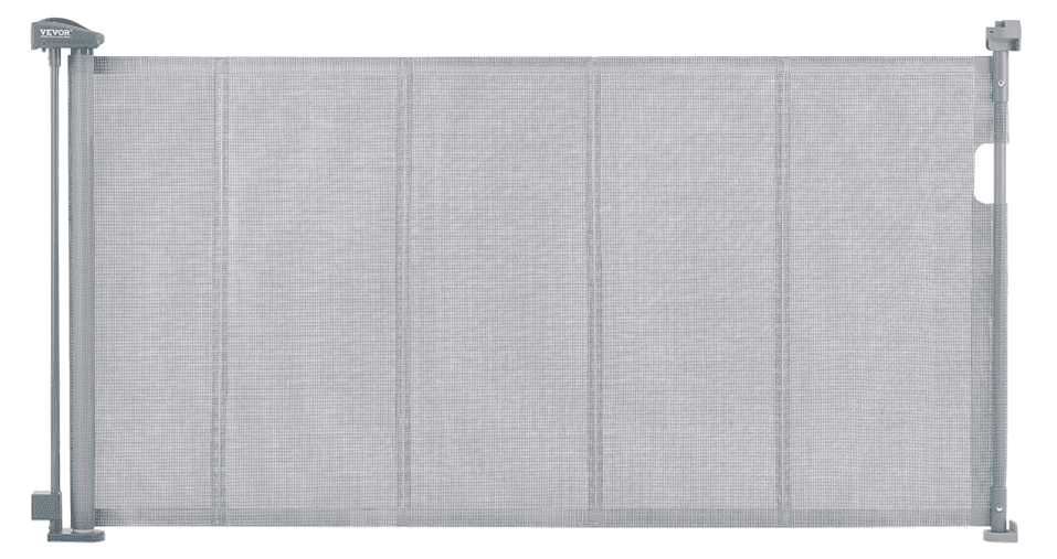 Recalled Vevor Retractable Baby Gate, model number YJ-3371 in gray