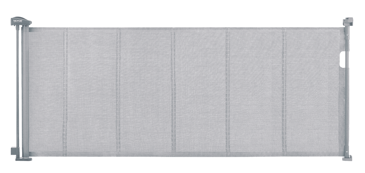 Recalled Vevor Retractable Baby Gate, model number YJ-3371 in gray