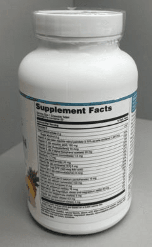 Recalled NuLife Advanced Bariatrics Multivitamin Chewable Tablets (60ct) - back