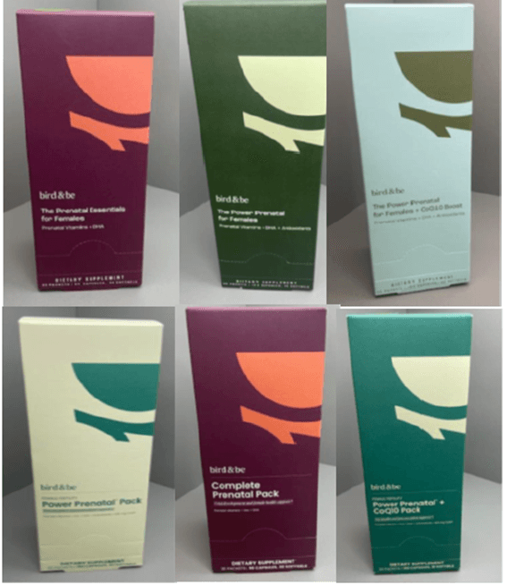 Recalled Bird&Be Various Products - front outer packaging