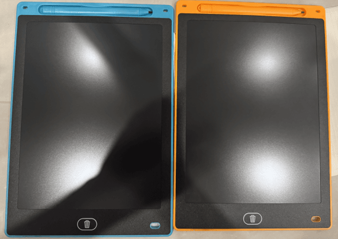 Recalled KTEBO Writing Tablet Toys in Blue/Orange (front)