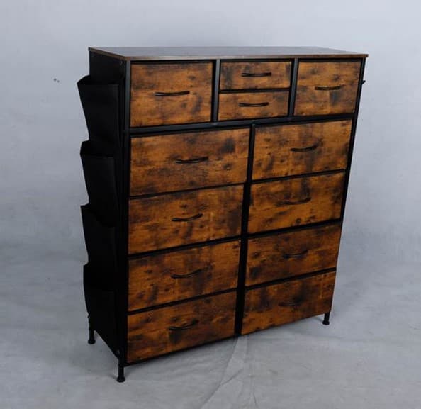 Recalled YaFiti 12-Drawer Rustic Brown Dresser (side view)