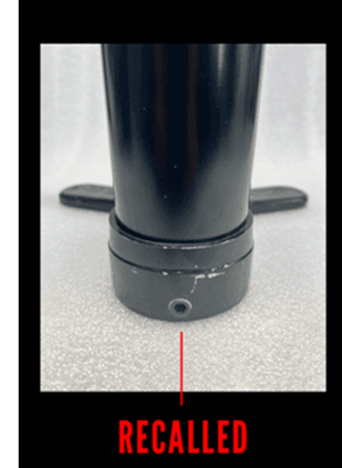 Only Lezyne bicycle floor pumps with a bleed valve on the front of the base are included in this recall