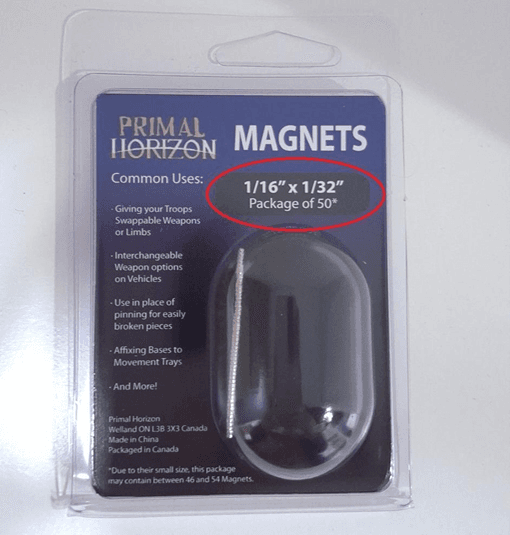 Recalled MiniWarGaming Disc Magnets in clamshell