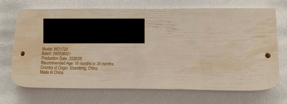 Step of Recalled Woodure Kitchen Step Stool With Model Number